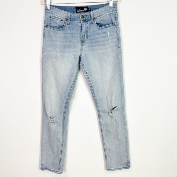 RSQ LIGHT DENIM NEW YORK SLIM STRAIGHT DISTRESSED JEANS MENS SZ 28x32 - Picture 1 of 4